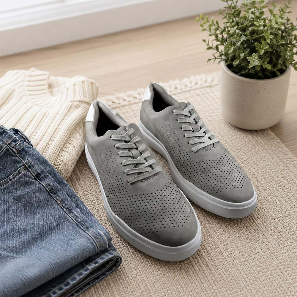 Ashford Hayes Men’s Grey Laser Cut Perforated Sneakers Size 13